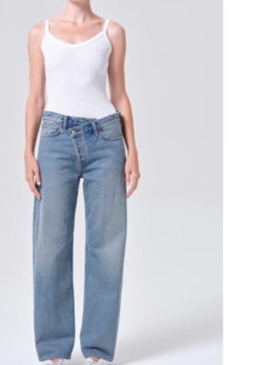 Agolde Denim - AGOLDE Arco Criss Cross Jeans Womens Size 23 Blue High Rise Straight Leg Denim